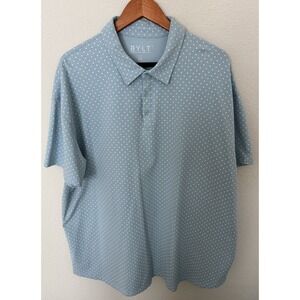 BYLT Premium Basics Men's 3XL Polo Shirt Light Blue Polka Dot Drop-Cut Stretch